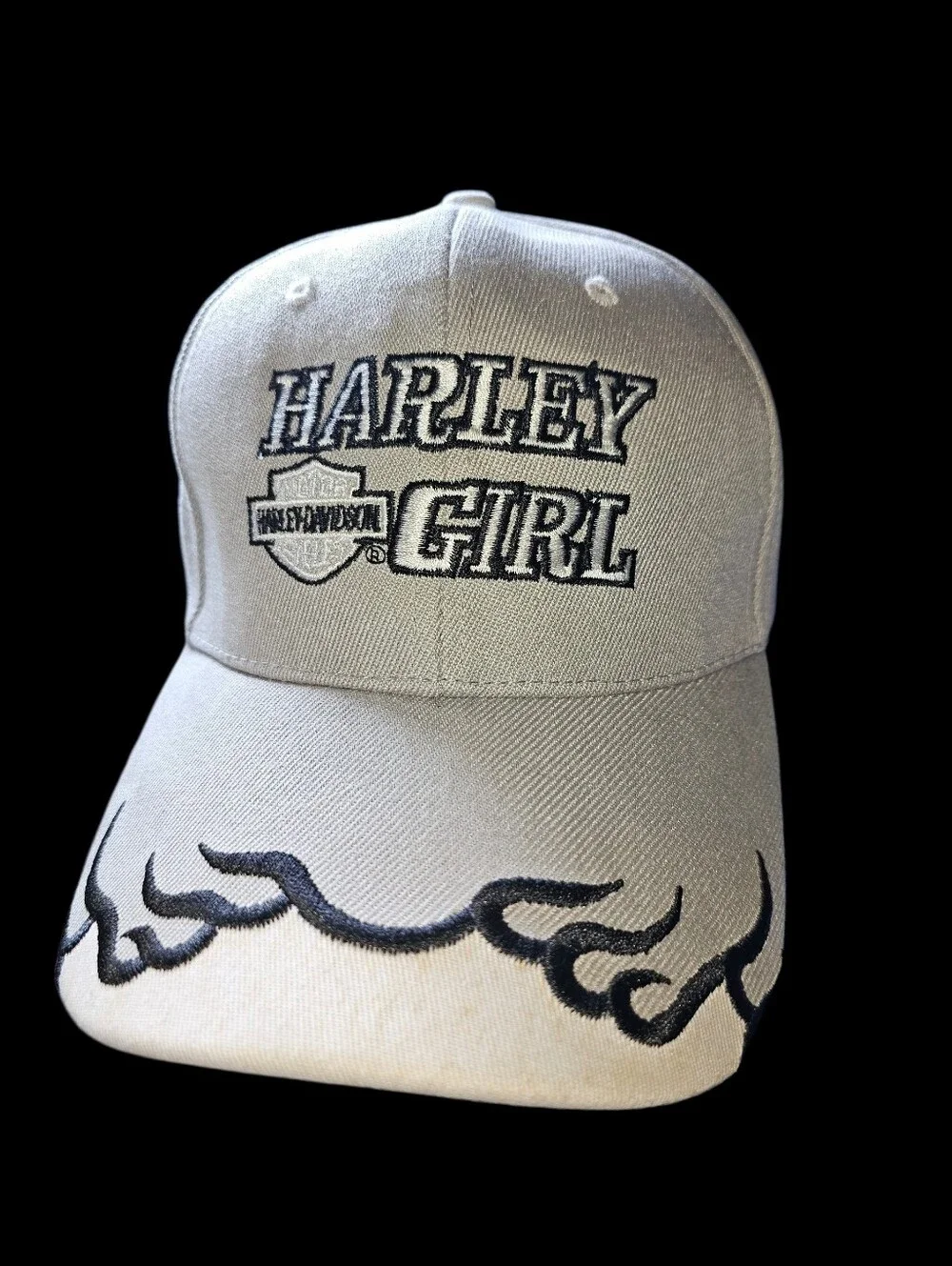 Harley-Davidson Grey Harley Girl Cap with Black Embroidered Flames